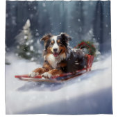 Rideaux De Douche Australian Shepherd hiver neige de Noël (Devant)