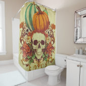 Rideaux De Douche Automne/Automne/Halloween/citrouille/squelette (En situation)