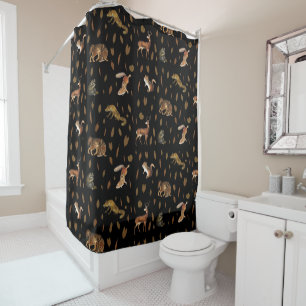 Rideaux De Douche Automne Forêt Animaux Feuilles Automne Décor Autom