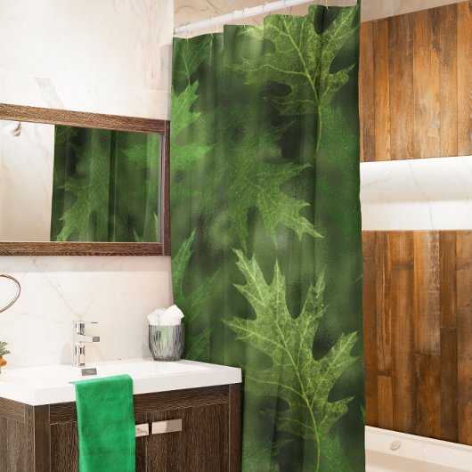 Rideaux De Douche Automne Hiver Feuilles Vert Brillant Feuille