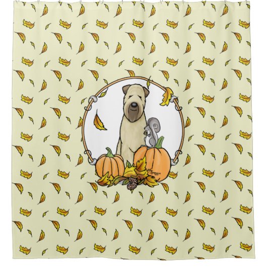 Rideaux De Douche Automne Roue Terrier (blé 1b2) Citrouille mignon (Devant)