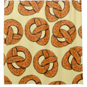Rideaux De Douche Automne sans couture motif avec bretzels, octobre