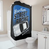 Rideaux De Douche Automobile de course de rue personnalisée (En situation)