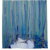 Rideaux De Douche Autoportrait féminin bleu (Devant)