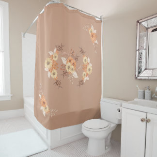 Rideaux De Douche Autumn Floral Art in Warm Earth Tones