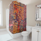 Rideaux De Douche AUTUMN FOREST ANIMALS Haricots, faisan, Floral rou (En situation)