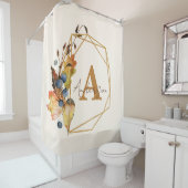 Rideaux De Douche Autumn leaves and gold frame personalized  (En situation)