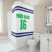 Rideaux De Douche avec Navy White Stripes Sports Jersey (En situation)