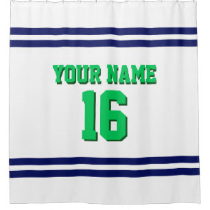 Rideaux De Douche avec Navy White Stripes Sports Jersey