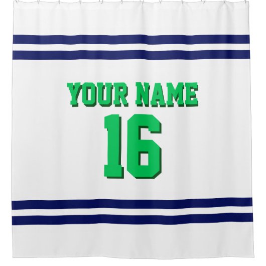 Rideaux De Douche avec Navy White Stripes Sports Jersey (Devant)