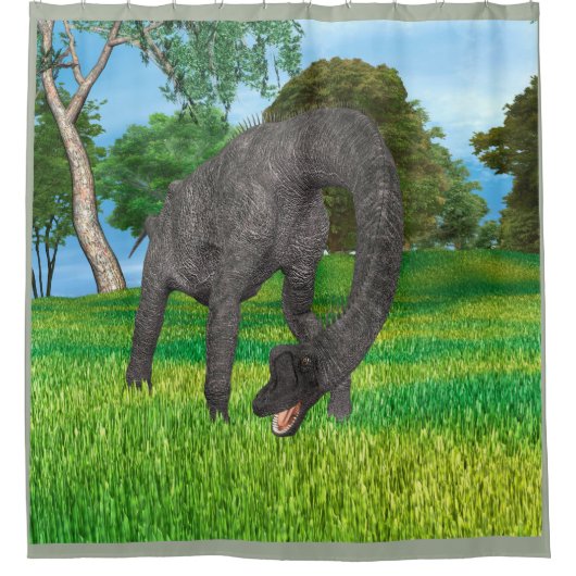 Rideaux De Douche Aventure de dinosaure à long cou dans la jungle (Devant)