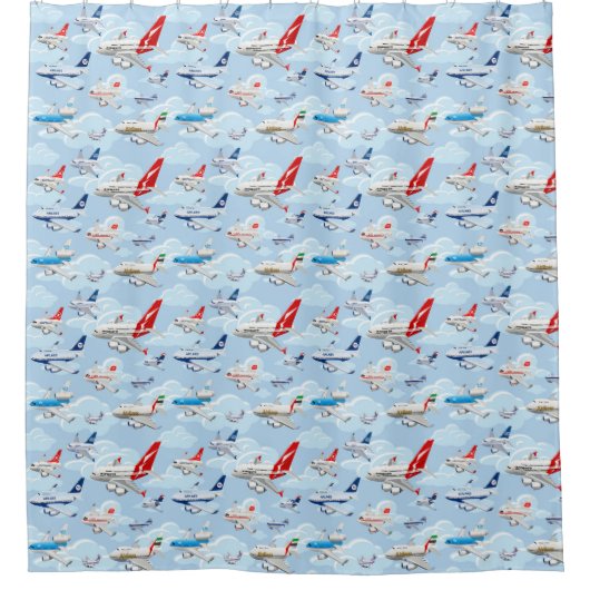 Rideaux De Douche Avion de dessin (Devant)