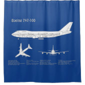 Rideaux De Douche Avion de ligne 747 - Plan de dessin du plan direct (Devant)