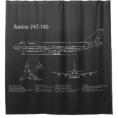 Rideaux De Douche Avion de ligne 747 - Plans de dessin du plan direc (Devant)