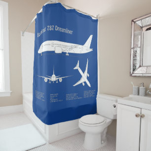Rideaux De Douche Avion de ligne 787 - Plan de dessin du plan direct