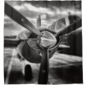 Rideaux De Douche Avion propulseur noir et blanc (Devant)