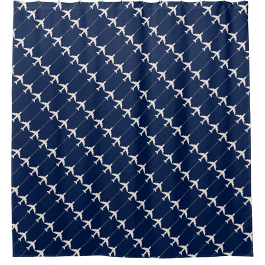 Rideaux De Douche avions blancs sur motif bleu pour pilotes - avion (Devant)