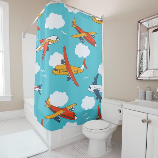 Rideaux De Douche Avions et nuages, arrière-groupe sans soudure pour (En situation)