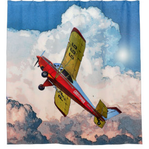 Rideaux De Douche Avions personnels jaunes bleus rouges avec votre