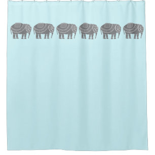 Rideaux De Douche Awesome Gris Ornate Elephant sur couleur Turquoise