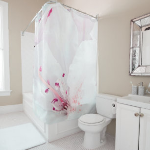 Rideaux De Douche *~* Azalea Art Peinture Fleurs Rose Blanc