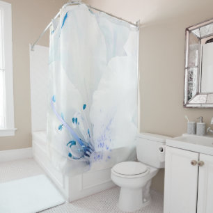 Rideaux De Douche *~* Azalea Art Peinture Fleurs Turquoise blanc