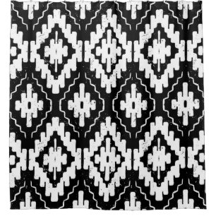 Rideaux De Douche Aztec Black-White : Vintage Ethnic Print.