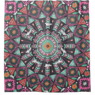 Rideaux De Douche Aztec géométrique : Motif circulaire coloré