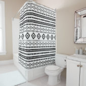Rideaux De Douche Aztec noir sur blanc Motifs mélangés Motif (En situation)