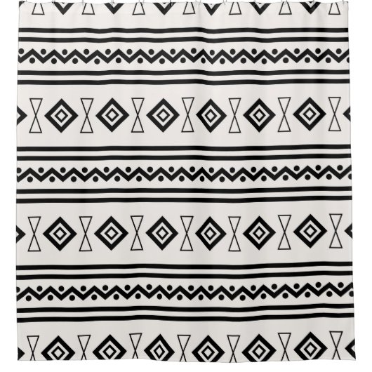 Rideaux De Douche Aztèque noir et blanc (Devant)