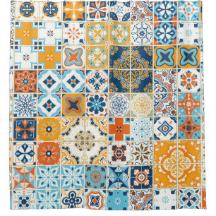 Rideaux De Douche Azulejo Tuiles portugais : Multicolor Vintage