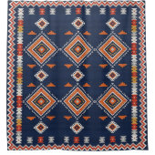 Rideaux De Douche Azure Navy and Terracotta Geometric Tribal (Devant)