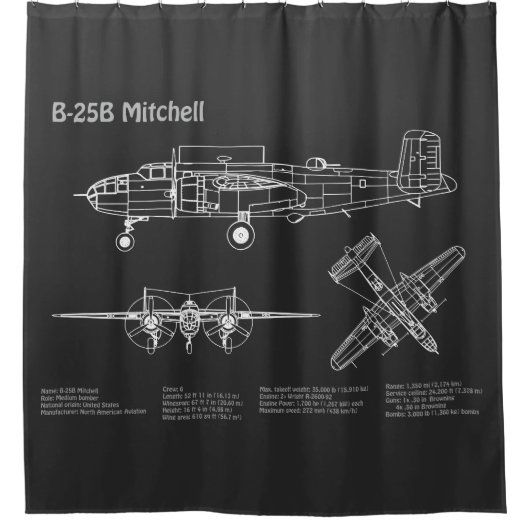 Rideaux De Douche B-25B Mitchell Doolittle - Plan d'avion PD (Devant)