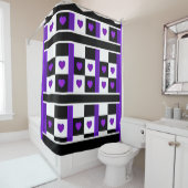 Rideaux De Douche B&W Purple Hearts Beating (En situation)
