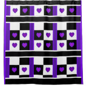 Rideaux De Douche B&W Purple Hearts Beating (Devant)