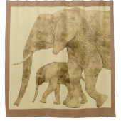 Rideaux De Douche Baby Elephant avec c'est Mère (Devant)