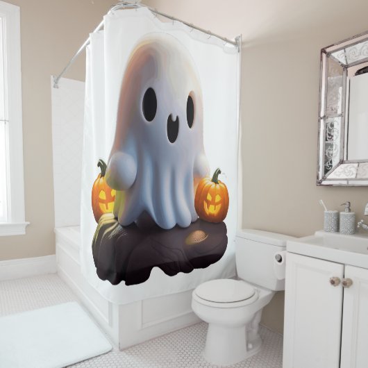 Rideaux De Douche Baby Ghost Déplaisant mignon caractère Halloween (En situation)
