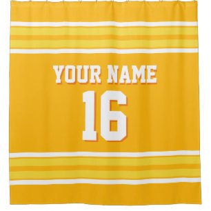 Rideaux De Douche Baguette d'or aux rayures blanches jaunes Jersey s