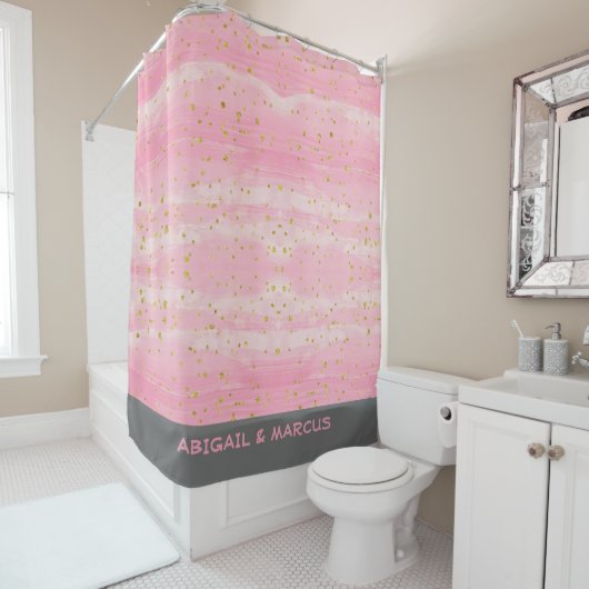 Rideaux De Douche Bain Abstrait rose (En situation)