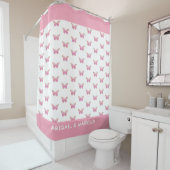 Rideaux De Douche Bain aux papillons roses (En situation)