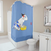 Rideaux De Douche Bain de chat japonais humoristique I (En situation)