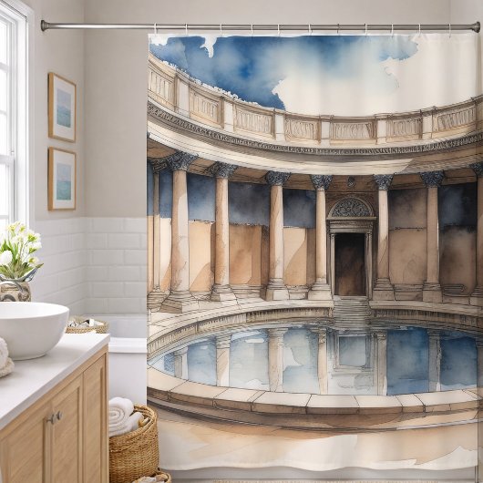 Rideaux De Douche Bain Romain Aquarelle