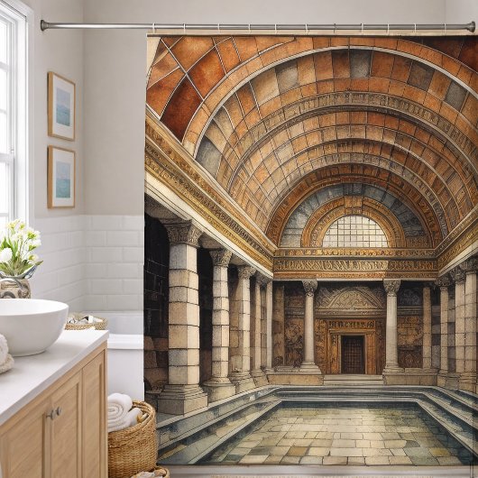 Rideaux De Douche Bain Romain Aquarelle 2