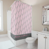 Rideaux De Douche Bain rose Pastel Moderne (En situation)