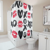 Rideaux De Douche Baisers à lèvres Coeurs Arrière - plan sans coutur (En situation)