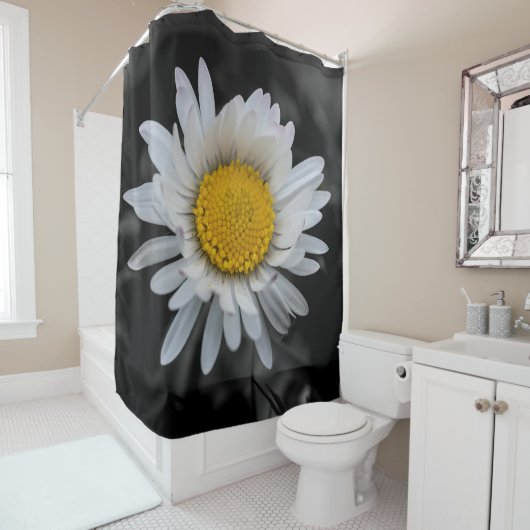 Rideaux De Douche Baisson blanc sur arrière - plan noir (En situation)