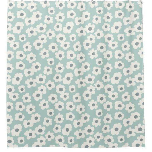 Rideaux De Douche Baisson blanc sur bleu clair (Devant)