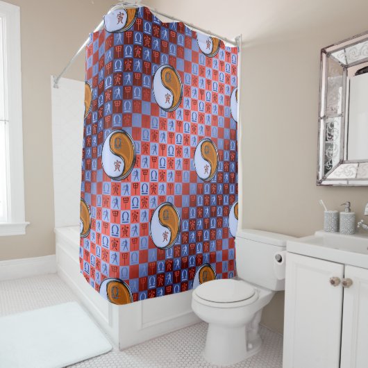 Rideaux De Douche Balance & Tigre de Bois (En situation)