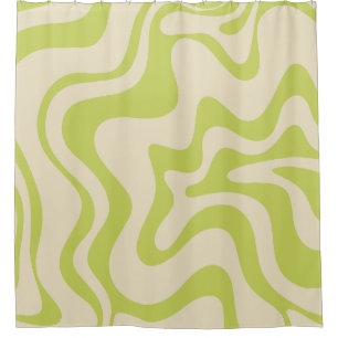 Rideaux De Douche Balayage Liquide rétro Abstrait Lime Lumière Beige