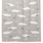 Rideaux De Douche Baleine Bébée Beluga sur Pastel Grey Illustration (Devant)